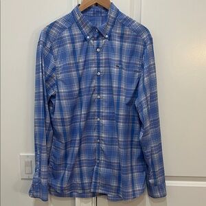 Vineyard Vines Blue and White Plaid Shirt